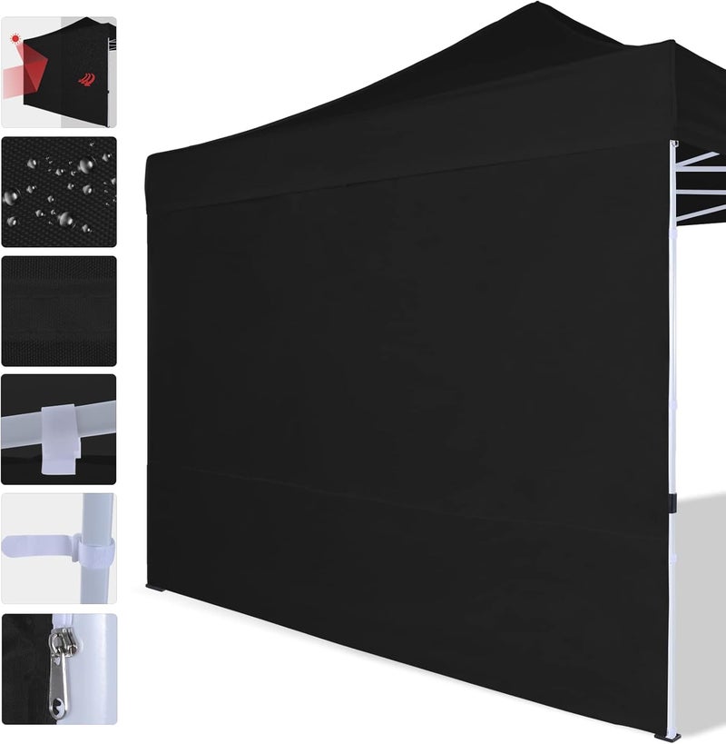 COOSHADE Instant Canopy SunWall 10x10 Canopy SideWall for Pop up Canopy Tent, 1 Pack Sidewall Only, Black - Image 2